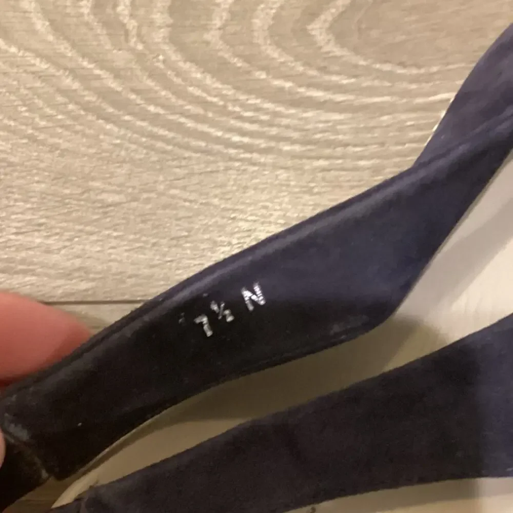 Amalfi Womens Slingback Flats 7.5 N Navy Blue White Nautical Resort Suede Sandal